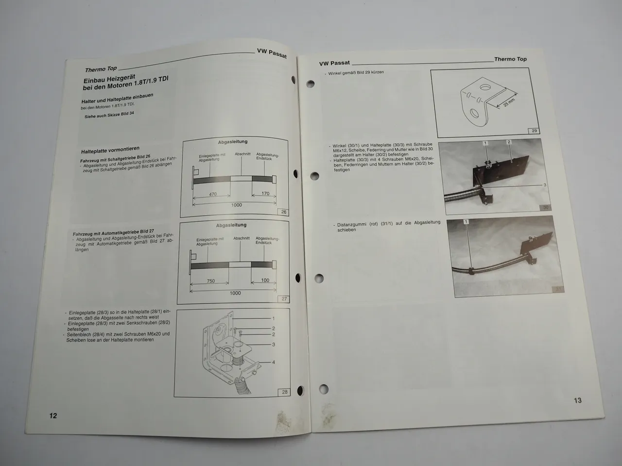 VW Passat B5 Typ 3B BJ 97 Einbauanleitung Webasto Thermo Top T BW/DW50 Heizung