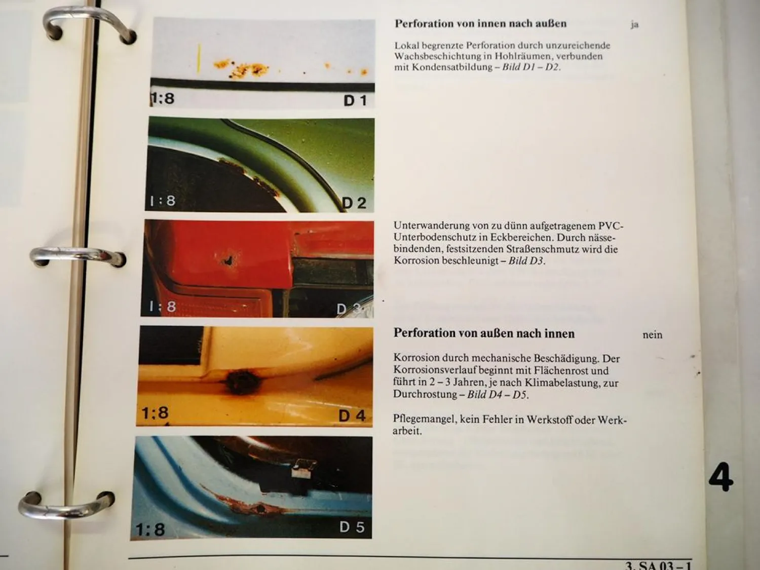 VW T3 Golf 2 Polo Passat Karosserie Beurteilung von Fahrzeuglackierungen 1985/88