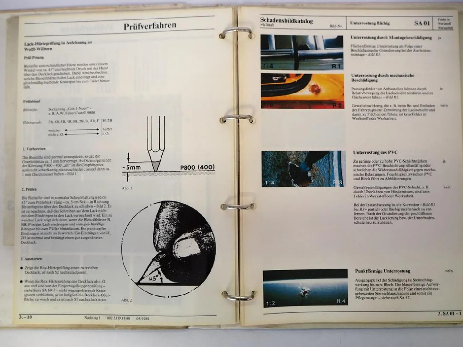VW T3 Golf 2 Polo Passat Karosserie Beurteilung von Fahrzeuglackierungen 1985/88