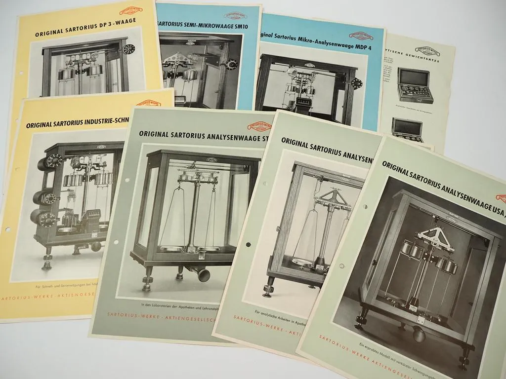Waagen & Gewichte 13 Prospekte Sartorius Werke AG Göttingen 1952