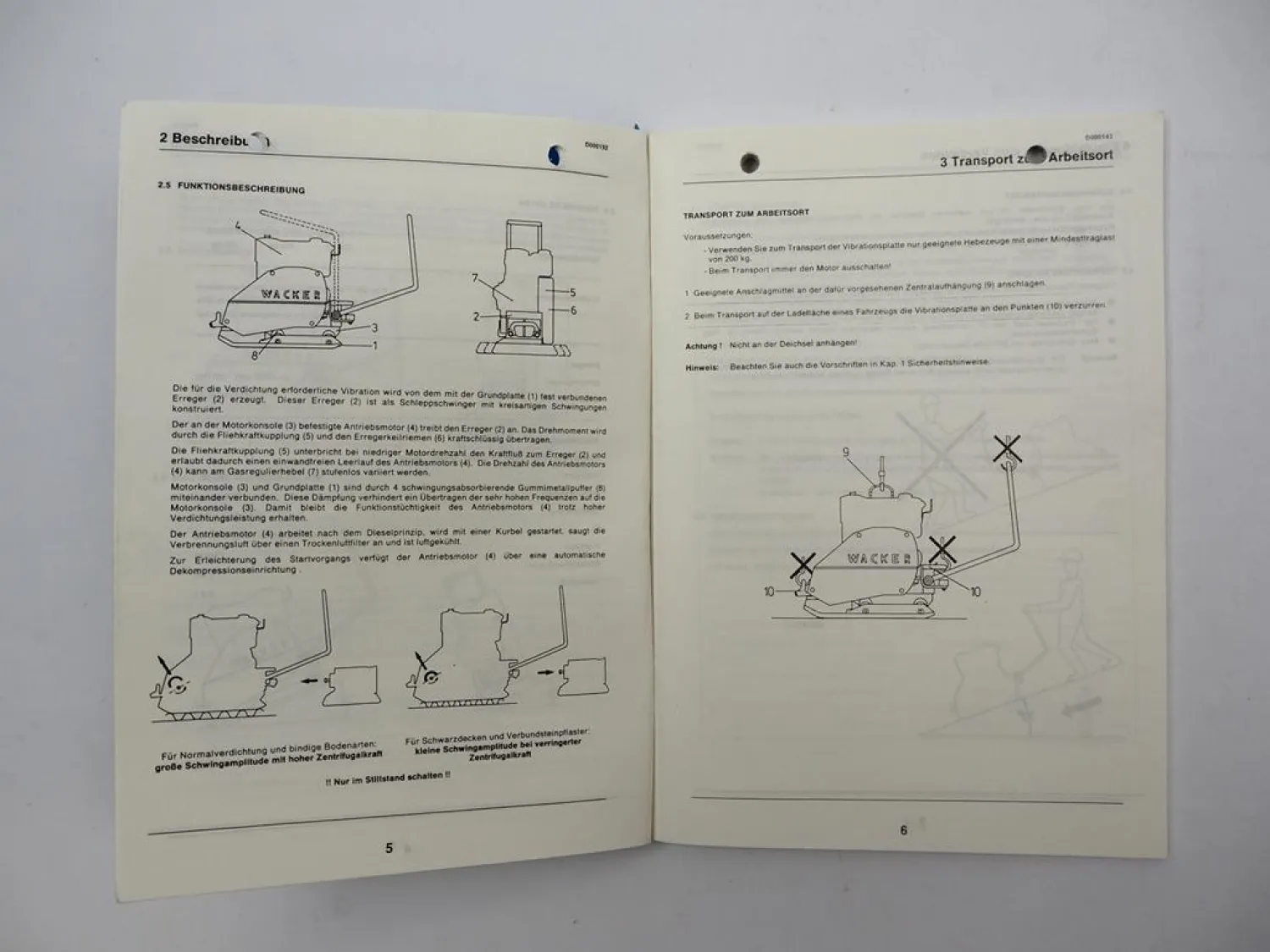 Wacker DPS 1530 2040 2050 Vibrationsplatte Betriebsanleitung Ersatzteilliste 1990
