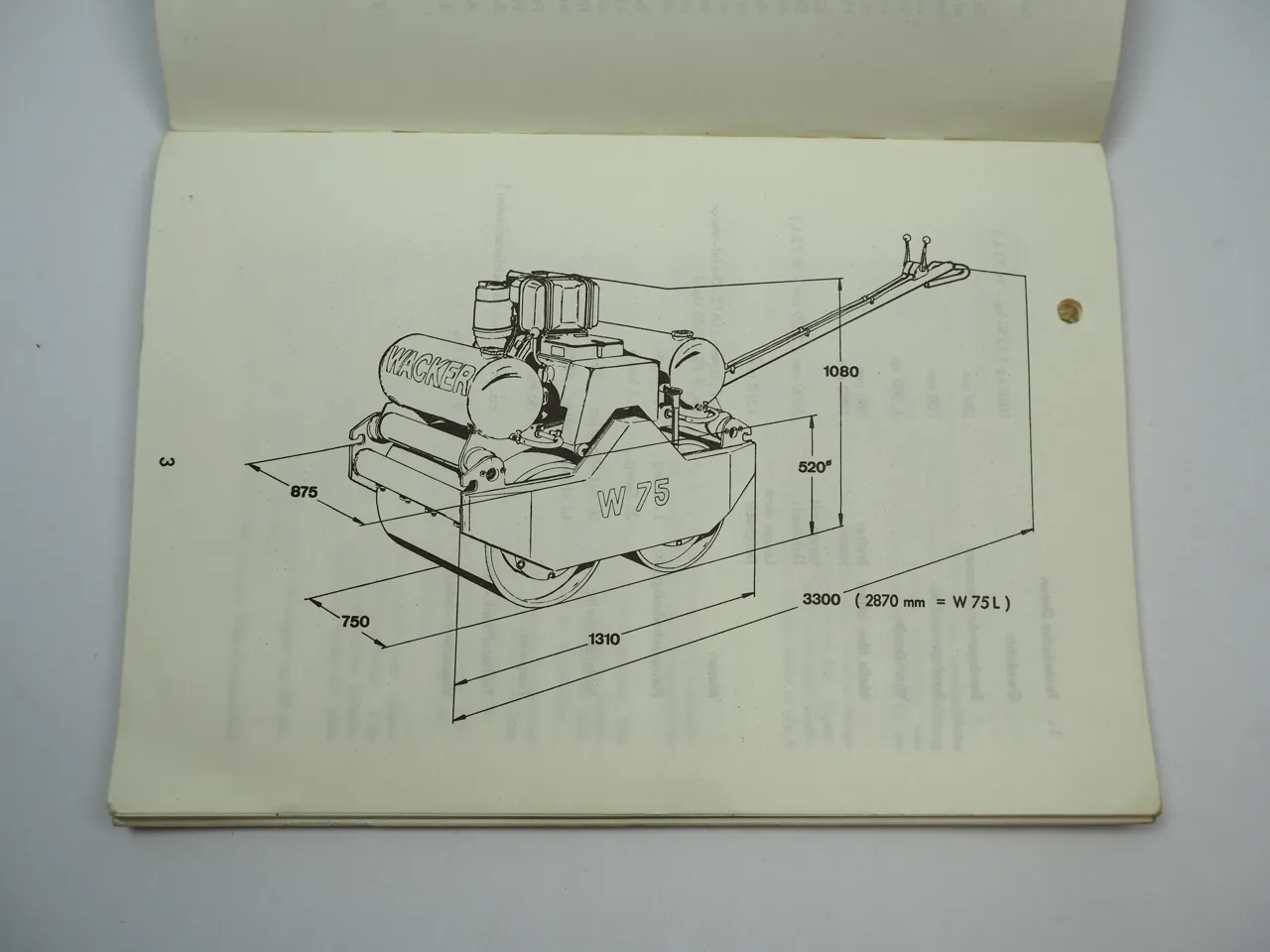 Wacker W75 W75L Doppel Vibrationswalze Bedienungsanleitung Ersatzteilliste 1975
