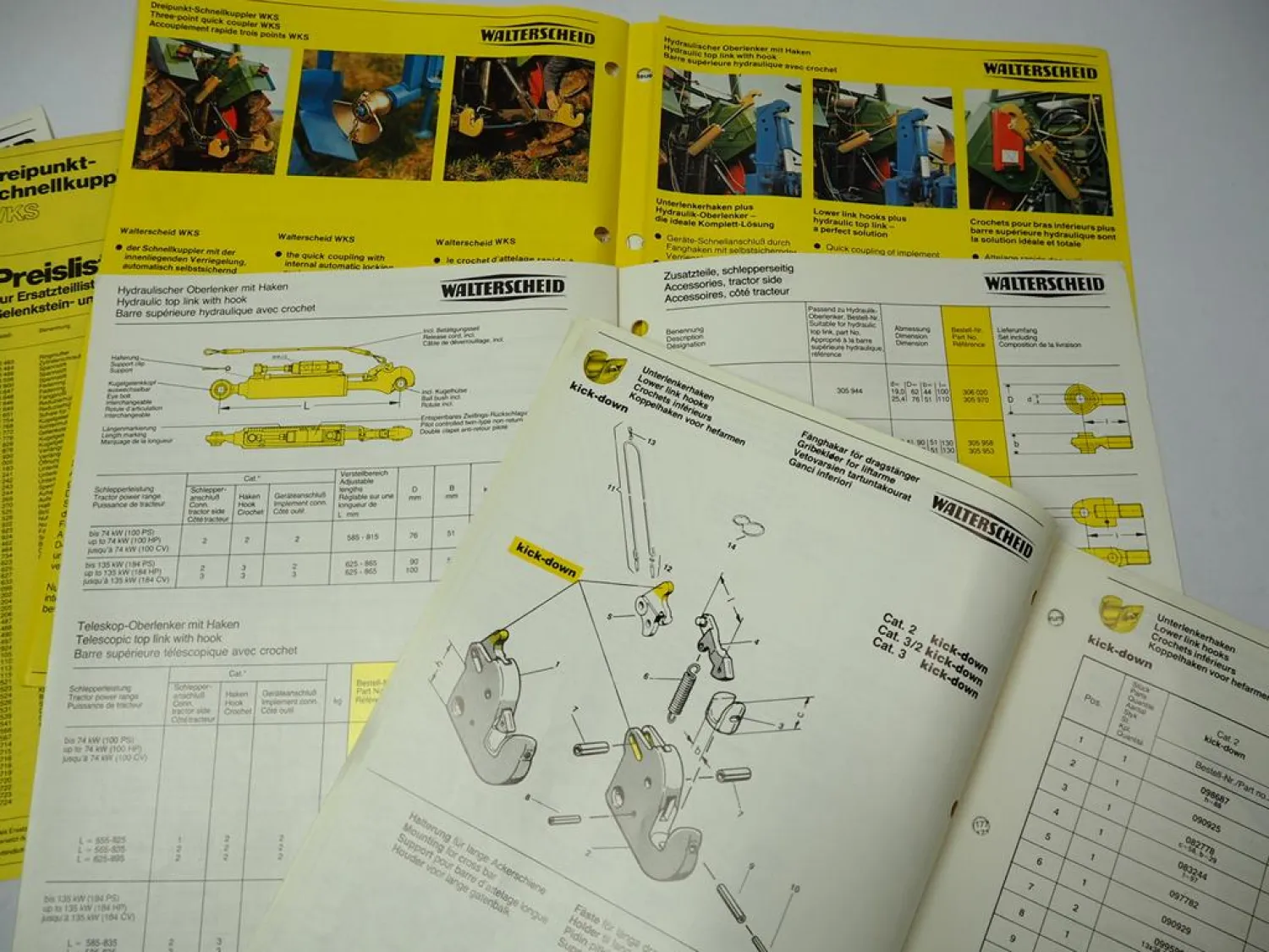Walterscheid Dreipunkt Schnellkuppler WKS ball claw hitch Ersatzteilliste Prospekt