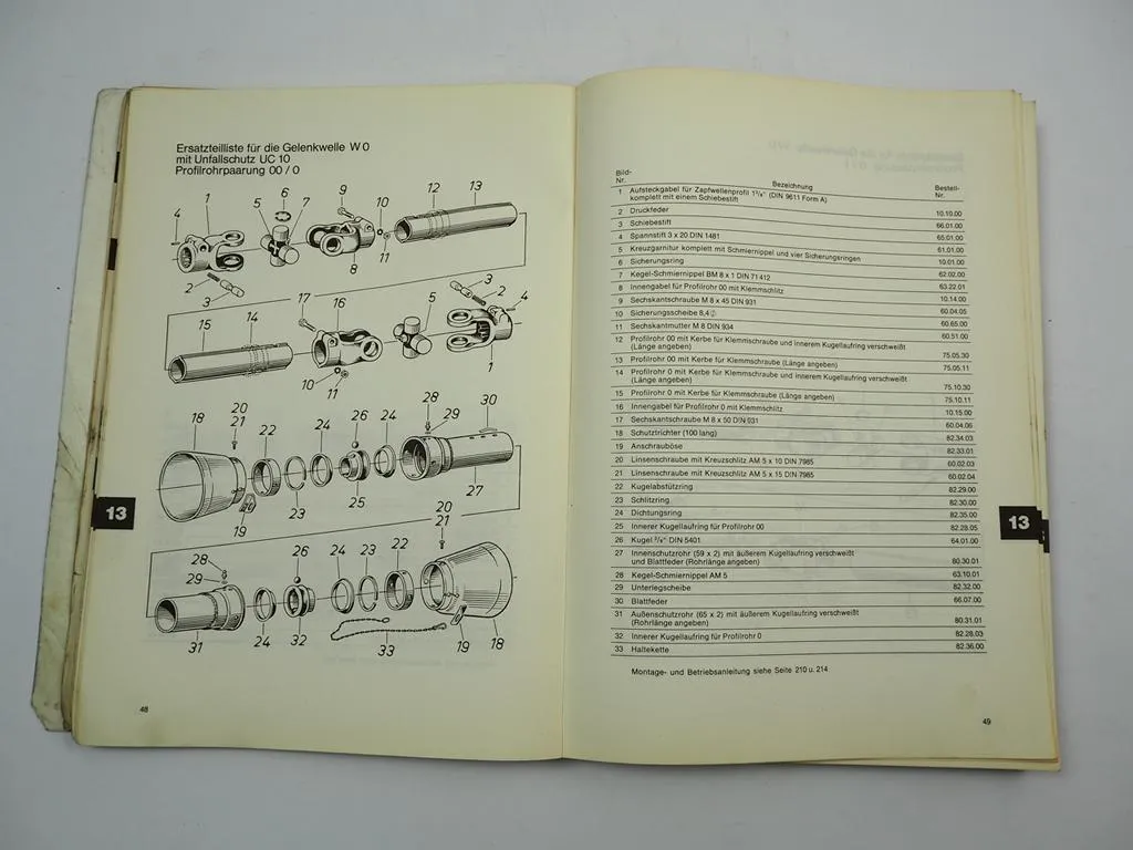 Walterscheid Gelenkwellen Kupplungen Werkstatthandbuch Ersatzteilliste 1964