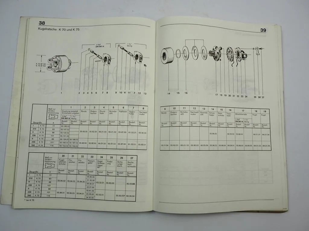 Walterscheid Gelenkwellen Kupplungen Werkstatthandbuch Ersatzteilliste 1974