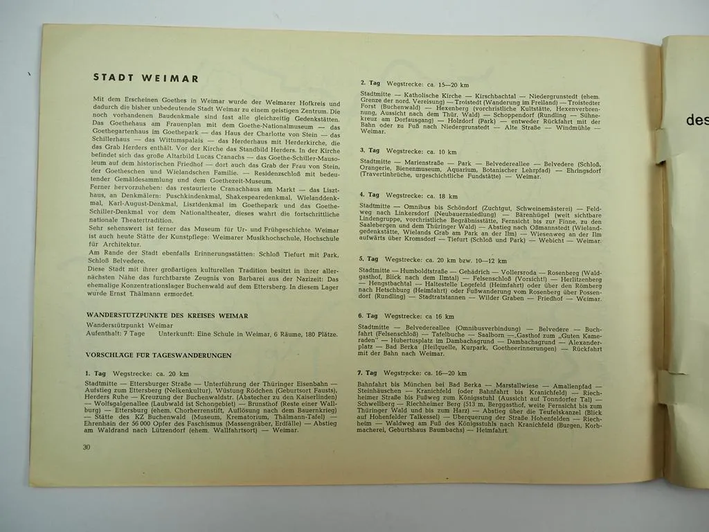 Wanderkatalog des Bezirkes Erfurt 1954 DDR FDJ Junge Pioniere Thüringen