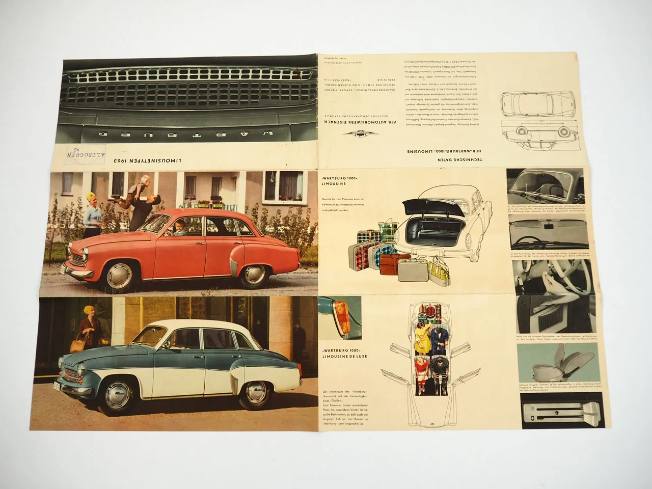 Wartburg 311 1000 Limousine de Luxe Prospekt Eisenach DDR 1962