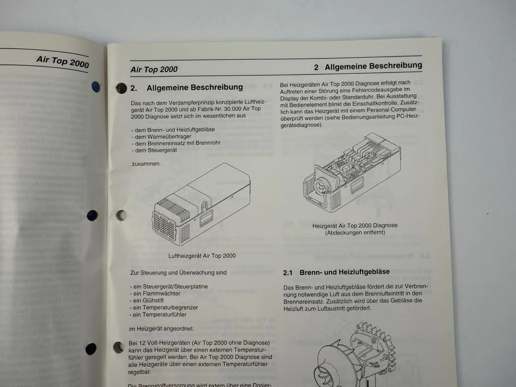 Webasto Air Top 2000 Luftheizgerät Werkstatthandbuch 1996