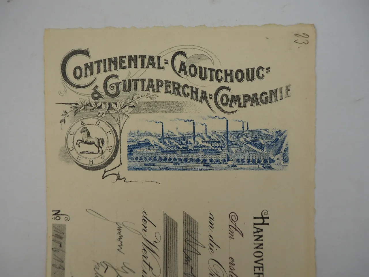 Wechsel Continental Caoutchouc Guttapercha Compagnie Hannover 1913