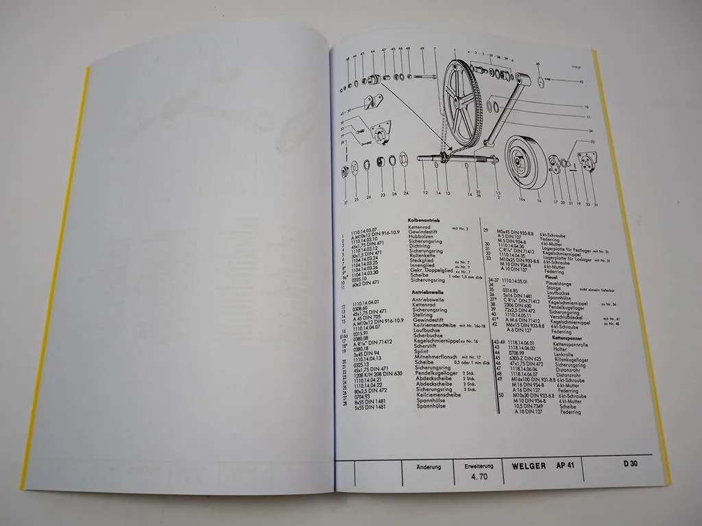 Welger AP 41 Aufsammelpresse Ersatzteilliste 1980