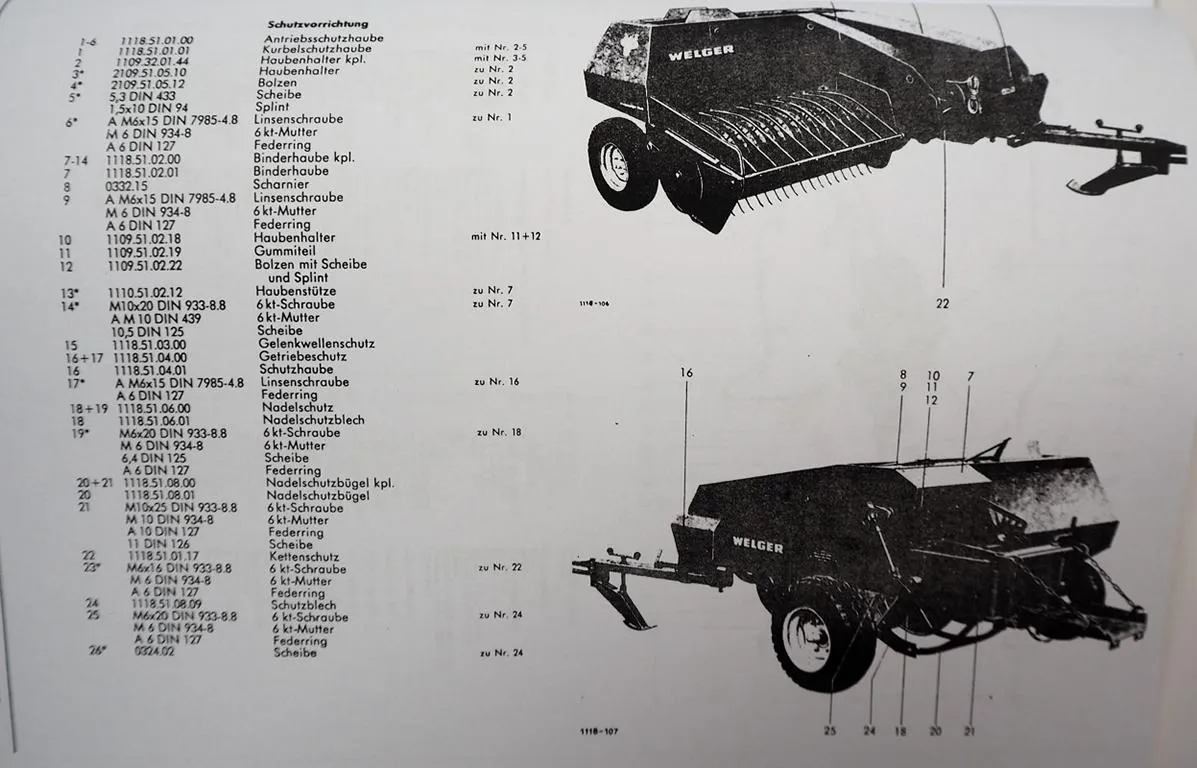 Welger AP 41 Aufsammelpresse Ersatzteilliste 1980
