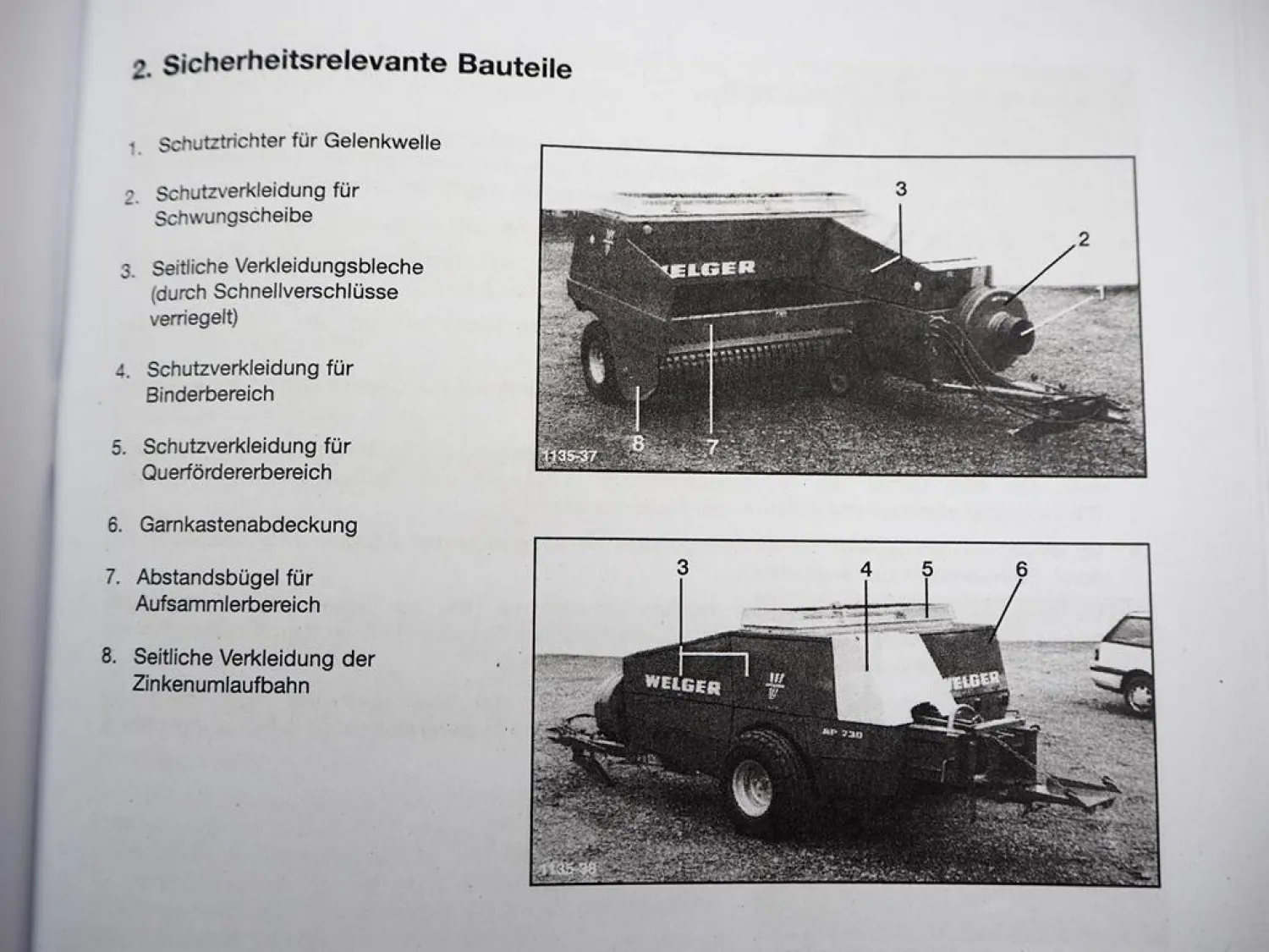 Welger AP 530 630 730 830 Betriebsanleitung Aufsammelpresse 1995