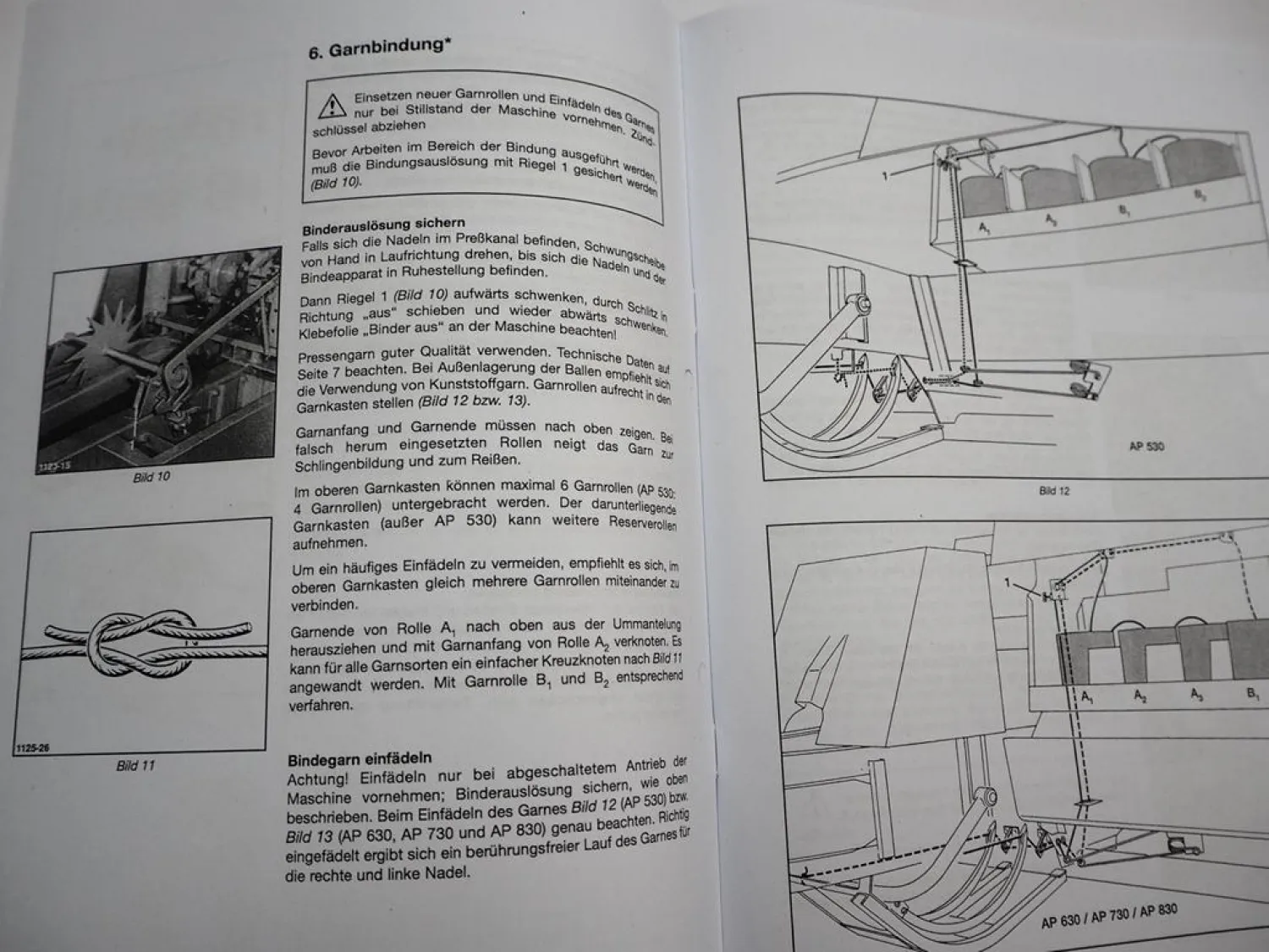 Welger AP 530 630 730 830 Betriebsanleitung Aufsammelpresse 1995