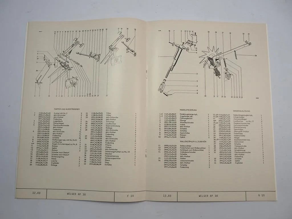 Welger AP38 Aufsammelpresse Ersatzteilliste Ersatzteilkatalog 1983