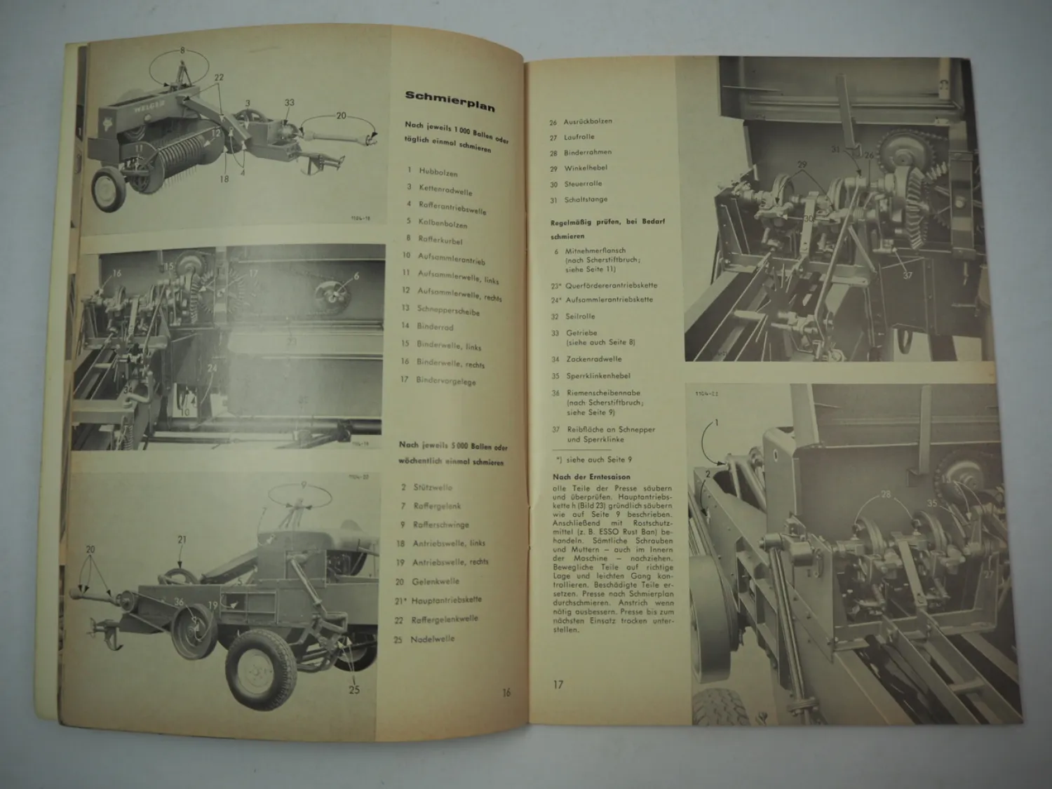 Welger AP40 Aufsammelpresse Betriebsanleitung Bedienung Ersatzteilliste 4/1965