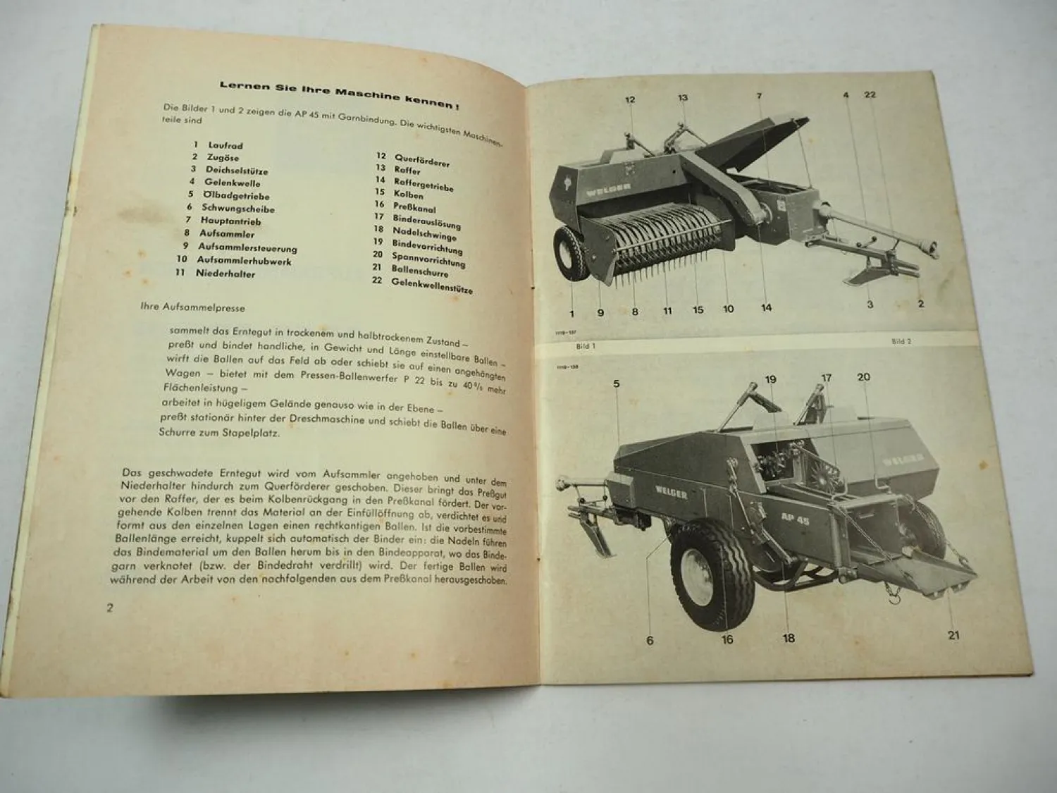 Welger AP45 AP45D Aufsammelpresse Bedienungsanleitung Betriebsanleitung 1974