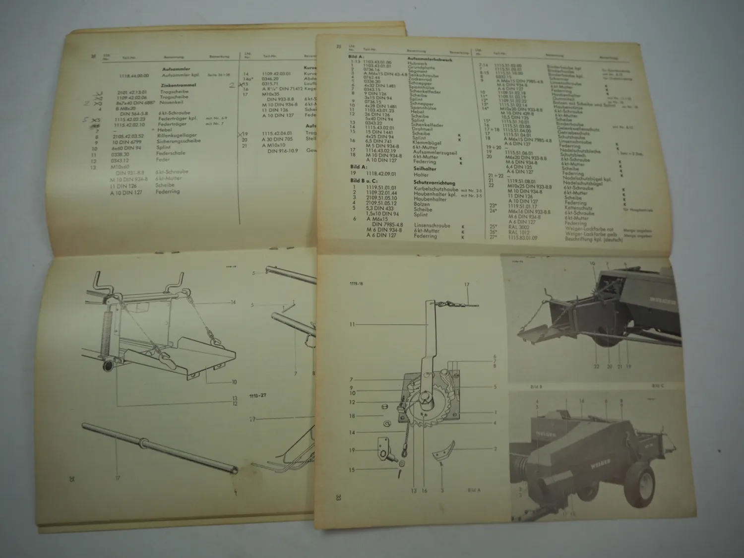 Welger AP45 AP45D Aufsammelpresse Ersatzteilliste Ersatzteilkatalog 1972