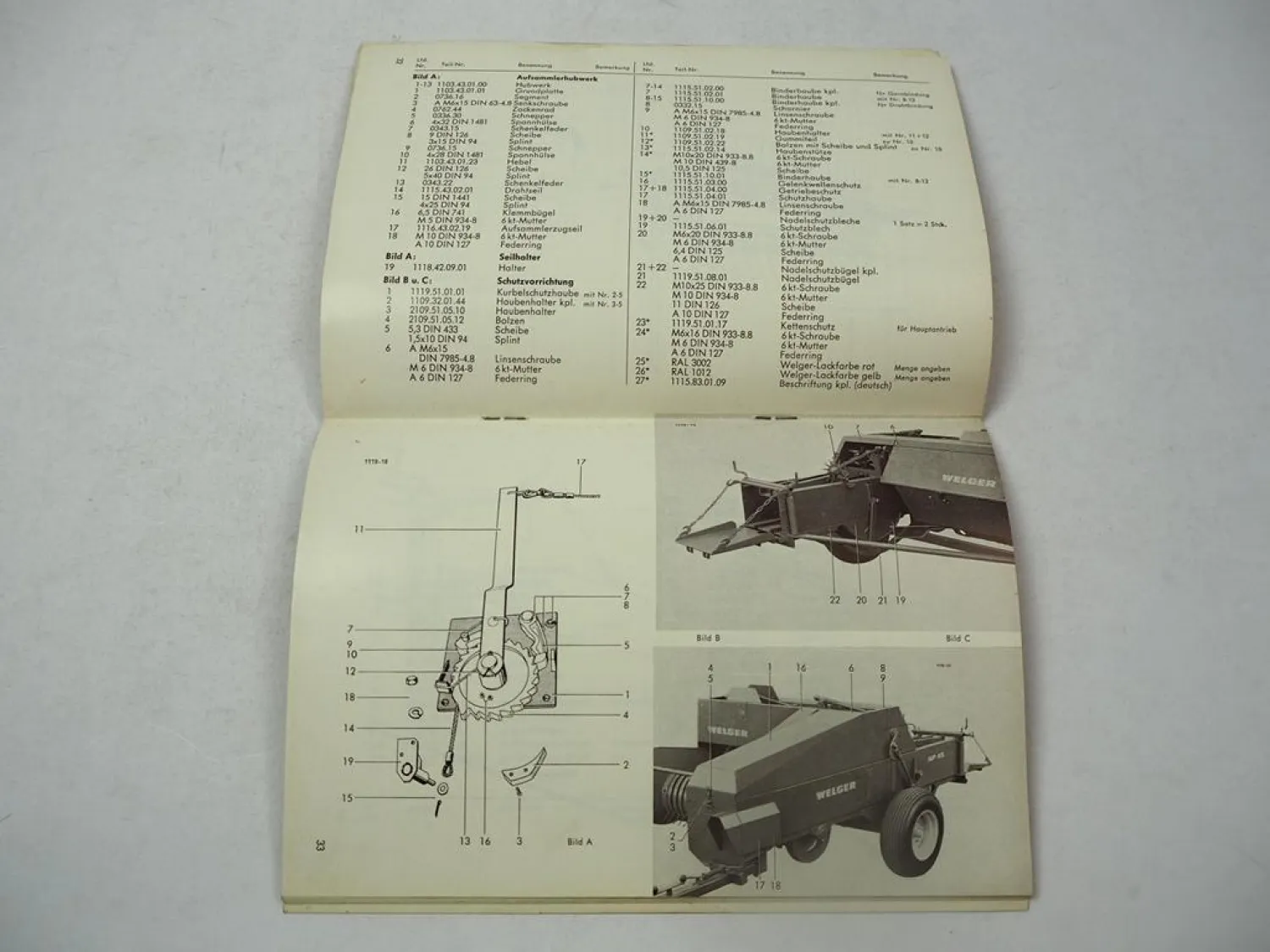 Welger AP45 AP45D Aufsammelpresse Ersatzteilliste Ersatzteilkatalog 1974