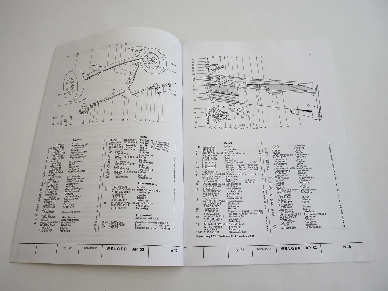 Welger AP53 AP53D Ballenpresse Ersatzteilliste 1981