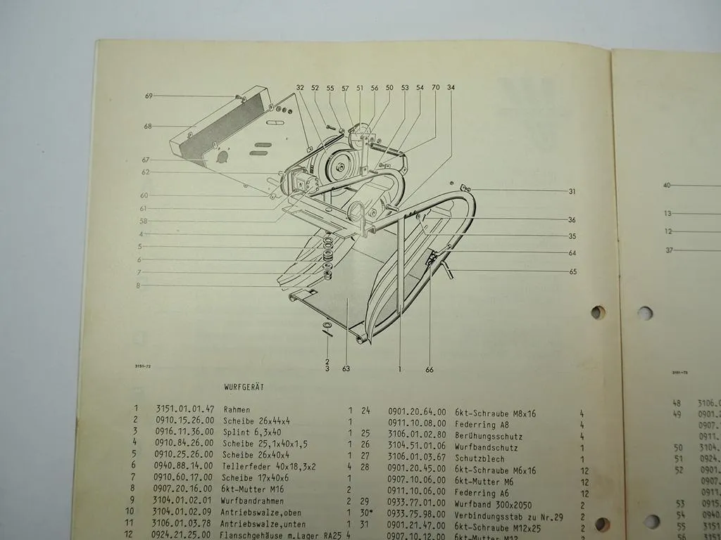 Welger P23 Ballenschleuder Ersatzteilliste 1987 Anbau an Presse AP 42 bis 830