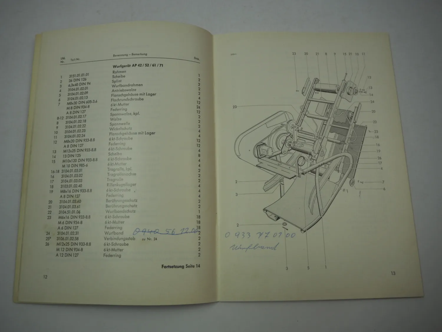 Welger P23 für AP42 52 61 71 Ballenwerfer Betriebsanleitung Ersatzteilliste 1979