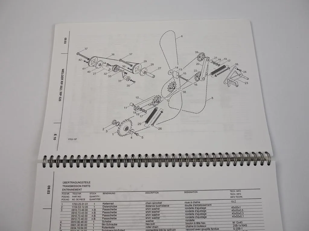 Welger RP502 RP520 Rundballenpresse Ersatzteilliste Spare Parts List 2005