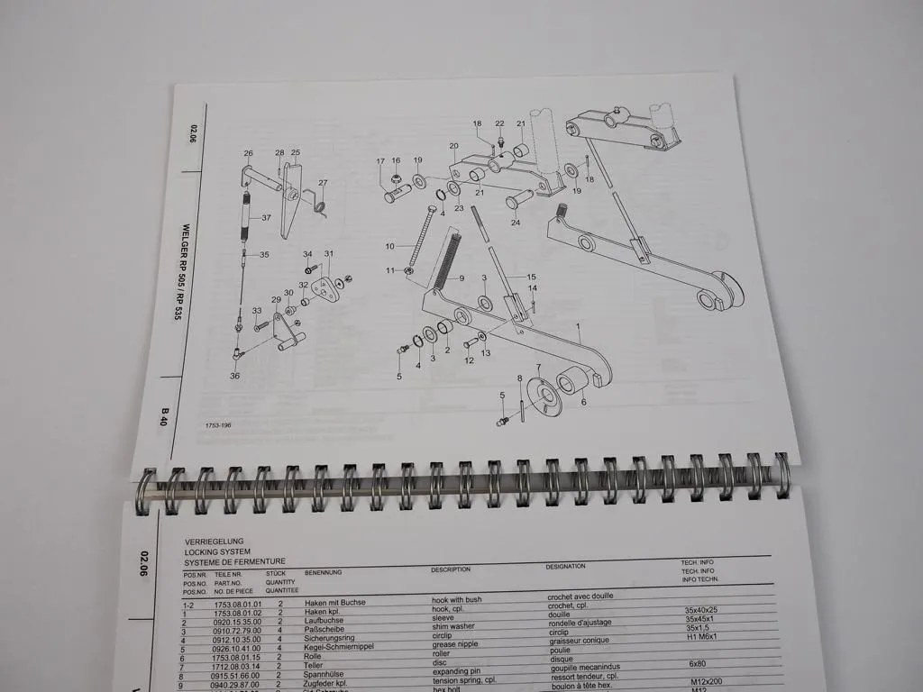 Welger RP505 RP535 Rundballenpresse Ersatzteilliste Spare Parts List 2006