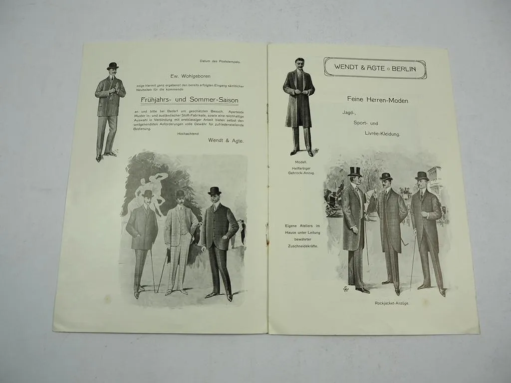 Wendt & Agte Berlin Herren Damen Mode Katalog 1906 mit 8 Seiten Kochstrasse 20