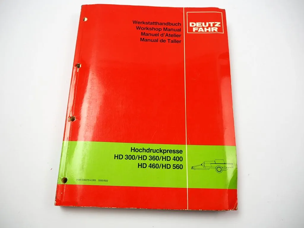 Werkstatthandbuch Deutz HD300 HD360 HD400 HD460 HD560 Reparaturanleitung 1982