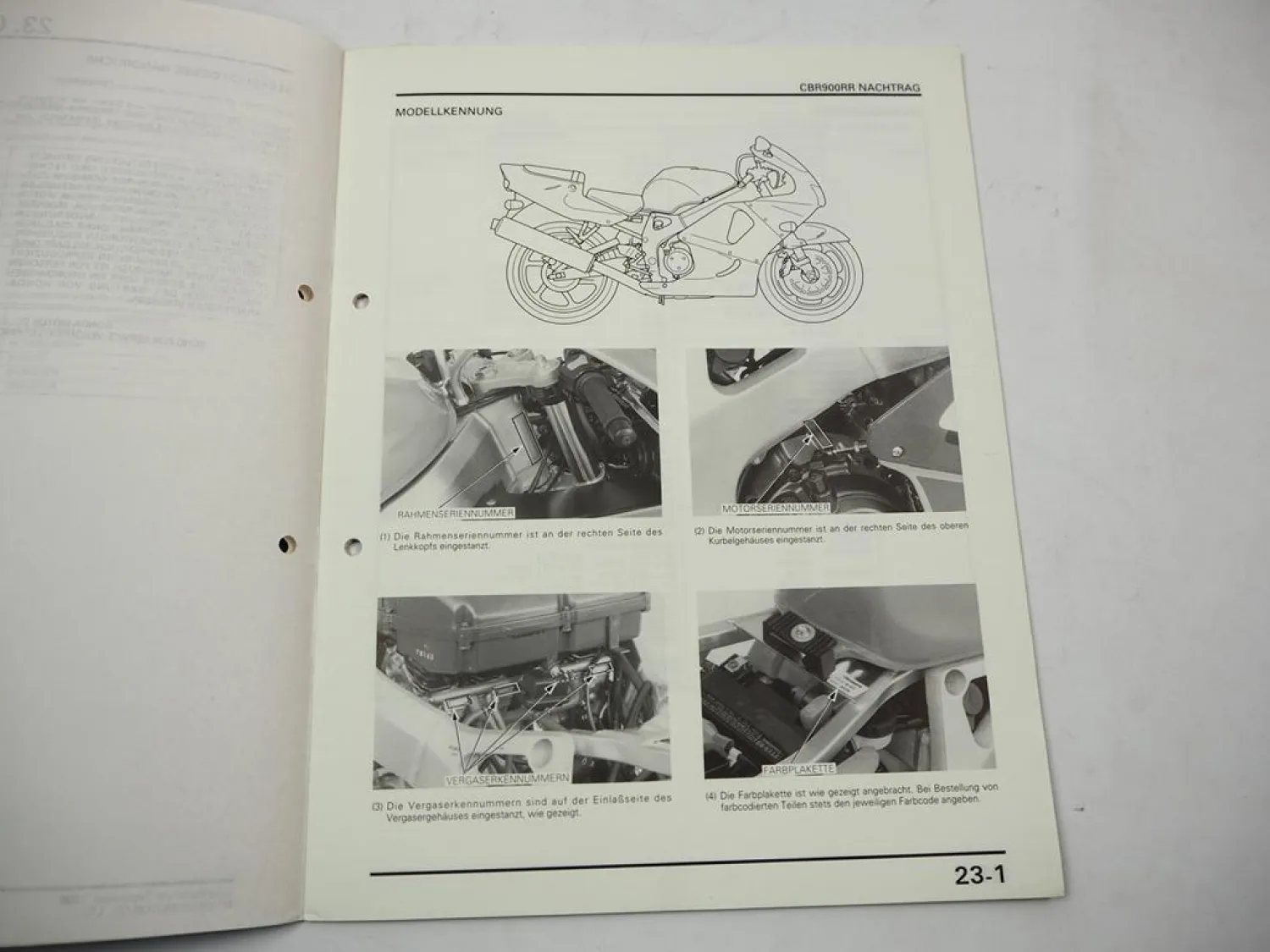 Werkstatthandbuch Honda CBR 900 RR SC33 FireBlade Nachtrag 1998 Reparaturanleitung