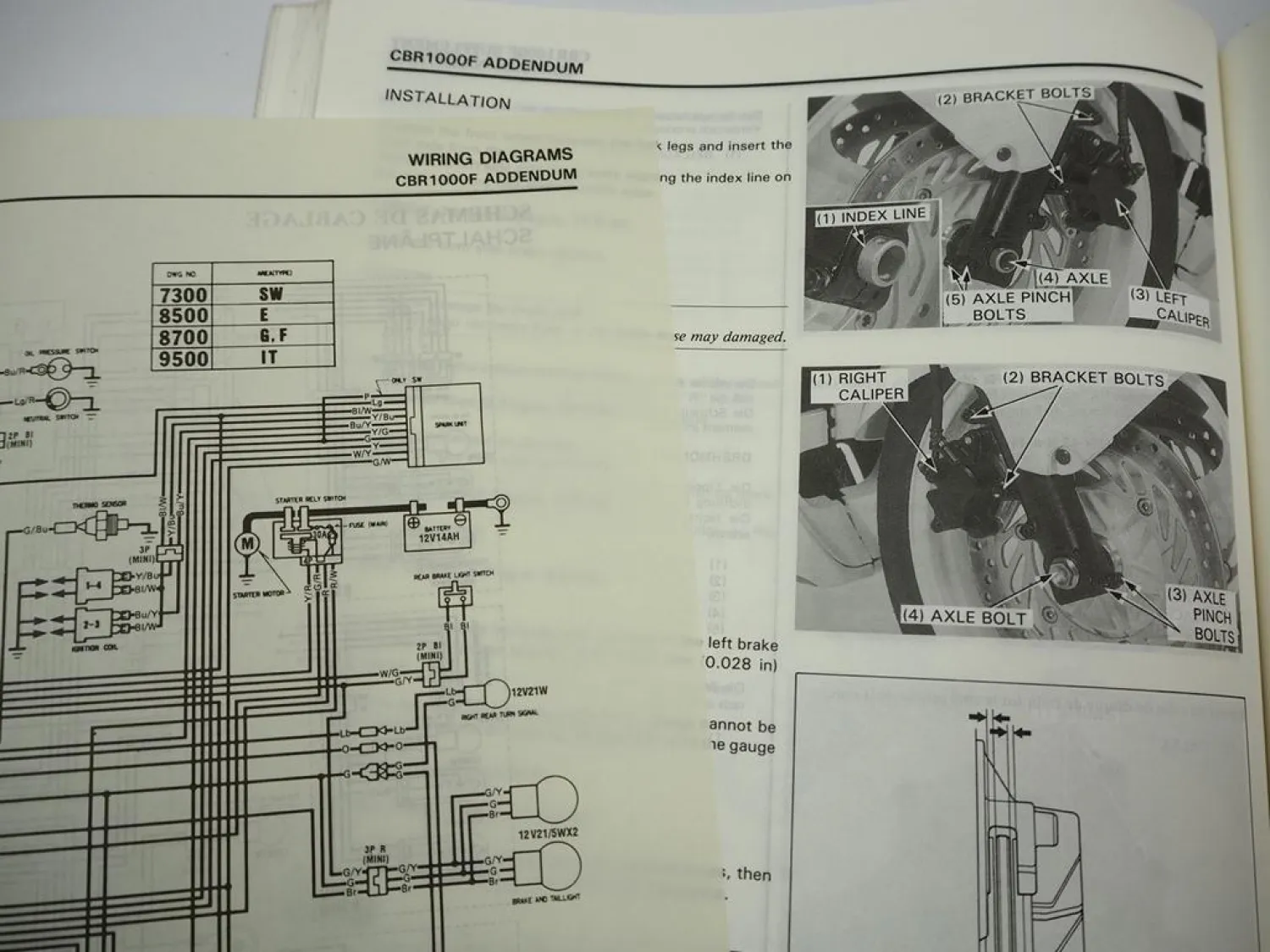 Werkstatthandbuch Honda CBR1000F 3 Nachträge SC21 SC24 1989 - 1992 Reparatur