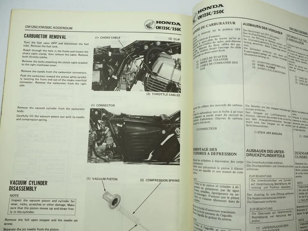 Werkstatthandbuch Honda CM125C CM250C Nachtrag 1982 Addendum Shop Manual