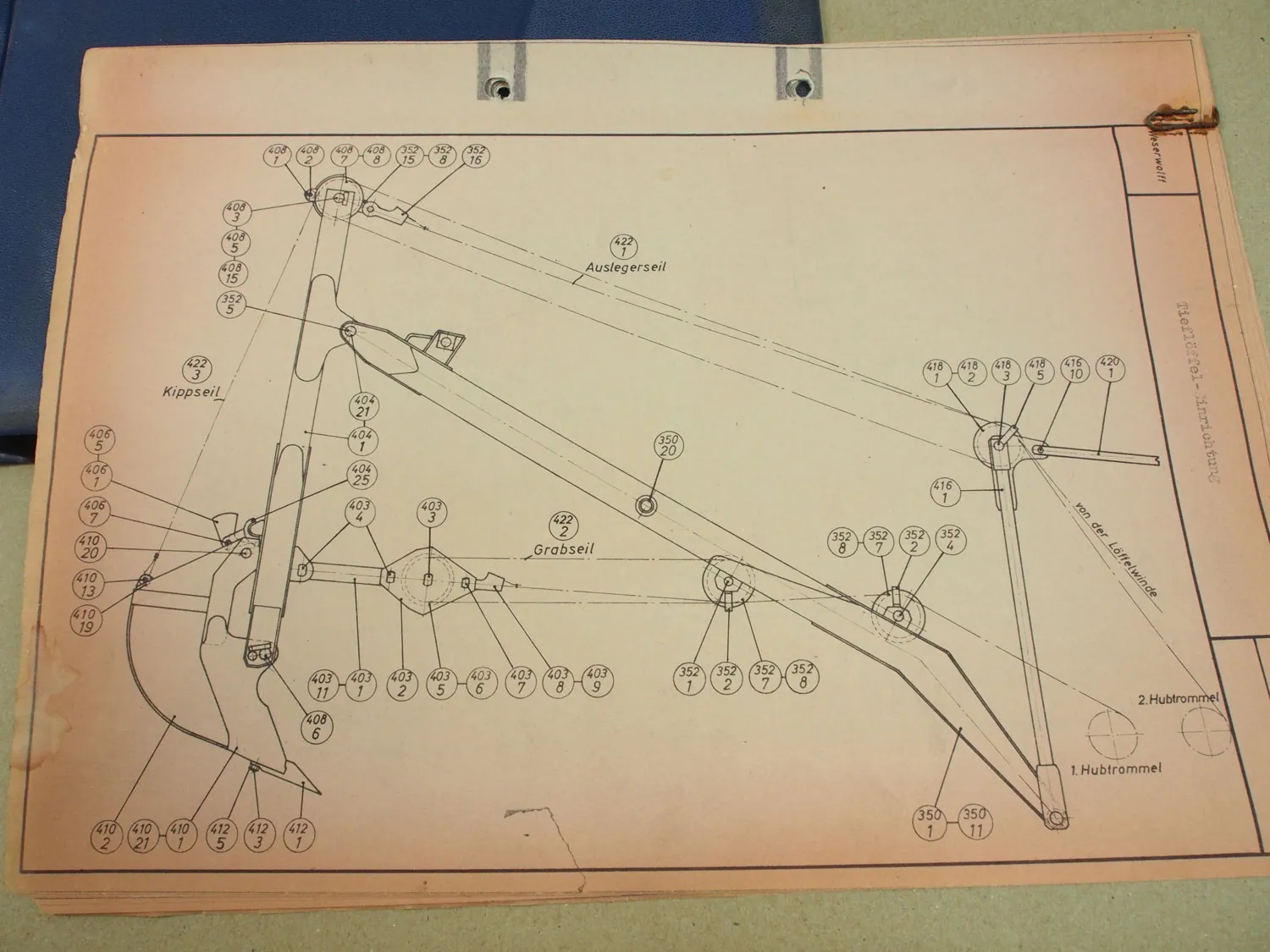 Weserhütte Bagger Weserwolf Betriebsanleitung Ersatzteilliste 1963