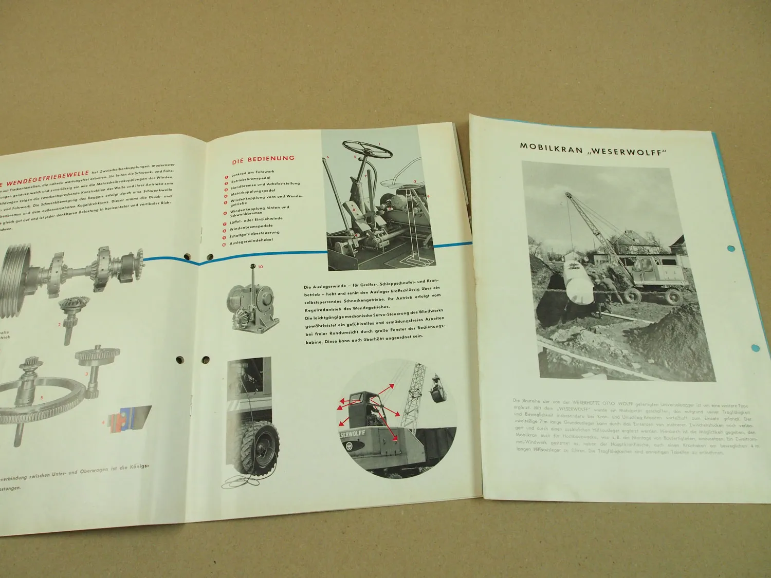 Weserhütte Weserwolf Bagger Kran Prospekte Technische Information 1962