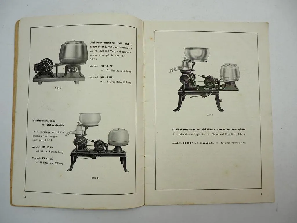 Westfalia KB 5 10 15 Stahlbutterfass Betriebsanleitung Ersatzteilliste 1951