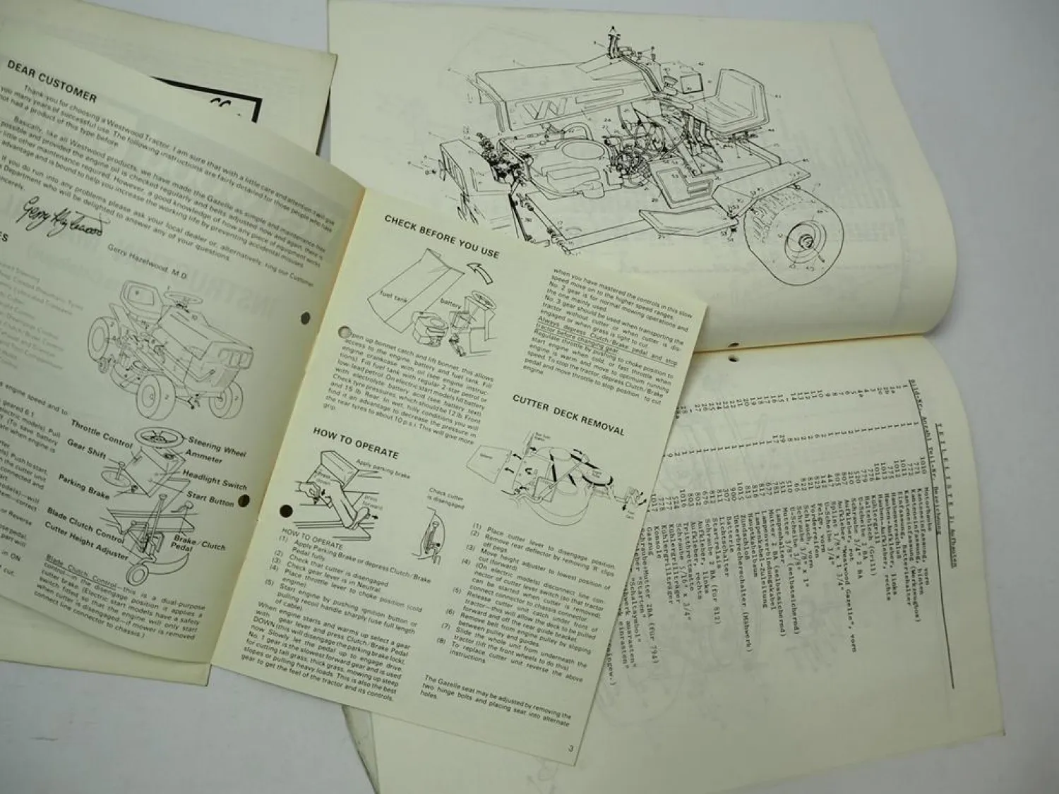 Westwood Gazelle W10 W11 36 Instruction Manual Spare parts Catalogue