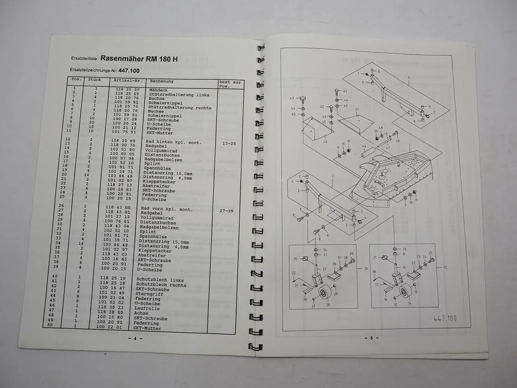 Wiedemann RM180H Rasenmäher Ersatzteilliste Spare Parts List 1996