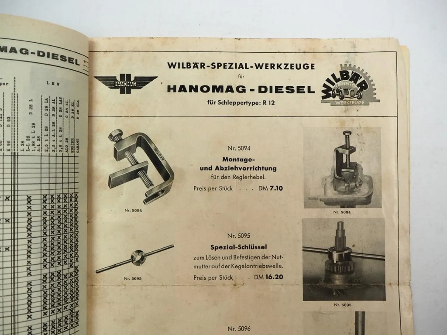 Wilbär Katalog Spezial Werkzeuge für Hanomag Radschlepper Raupe LKW ca. 1963