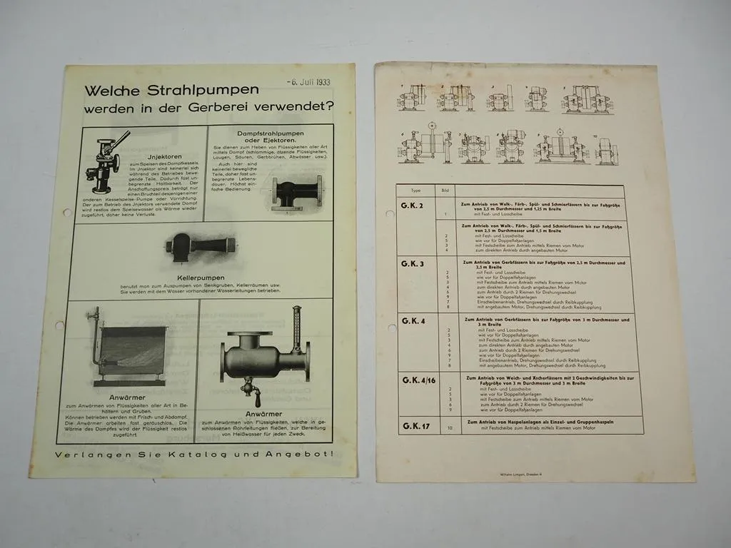 Wilhelm Wiegand Maschinenfabrik KG Merseburg Getriebe 2x Prospekt 1930er Jahre
