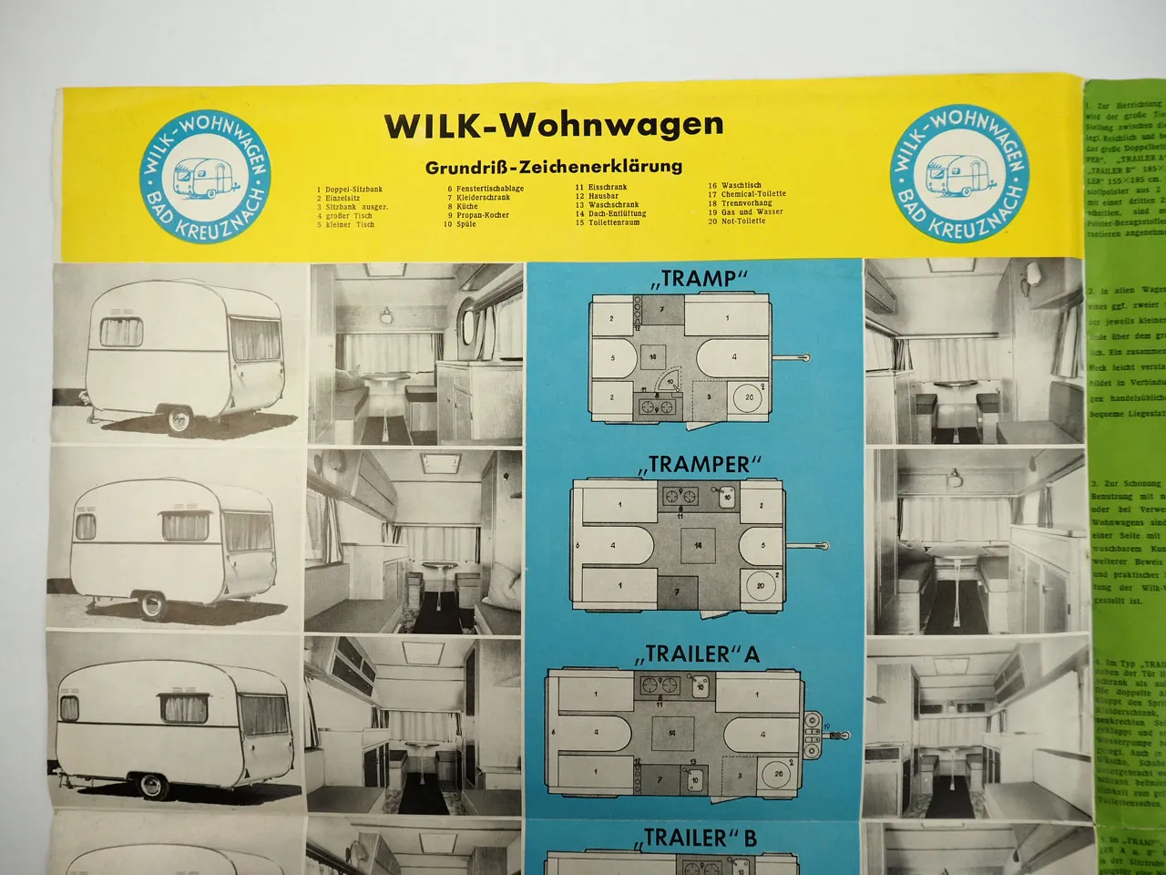 Wilk Wohnwagen Wohnanhänger Bad Kreuznach Prospekt Preisliste 1960