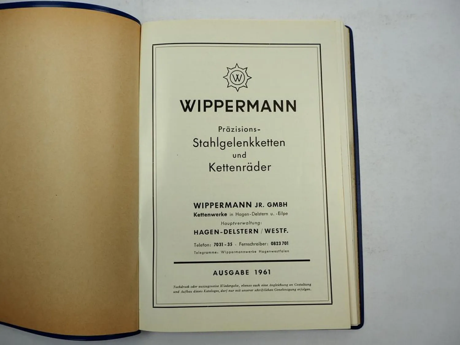 Wippermann Stahlgelenkketten Kettenräder Handbuch Katalog Berechnung 1961