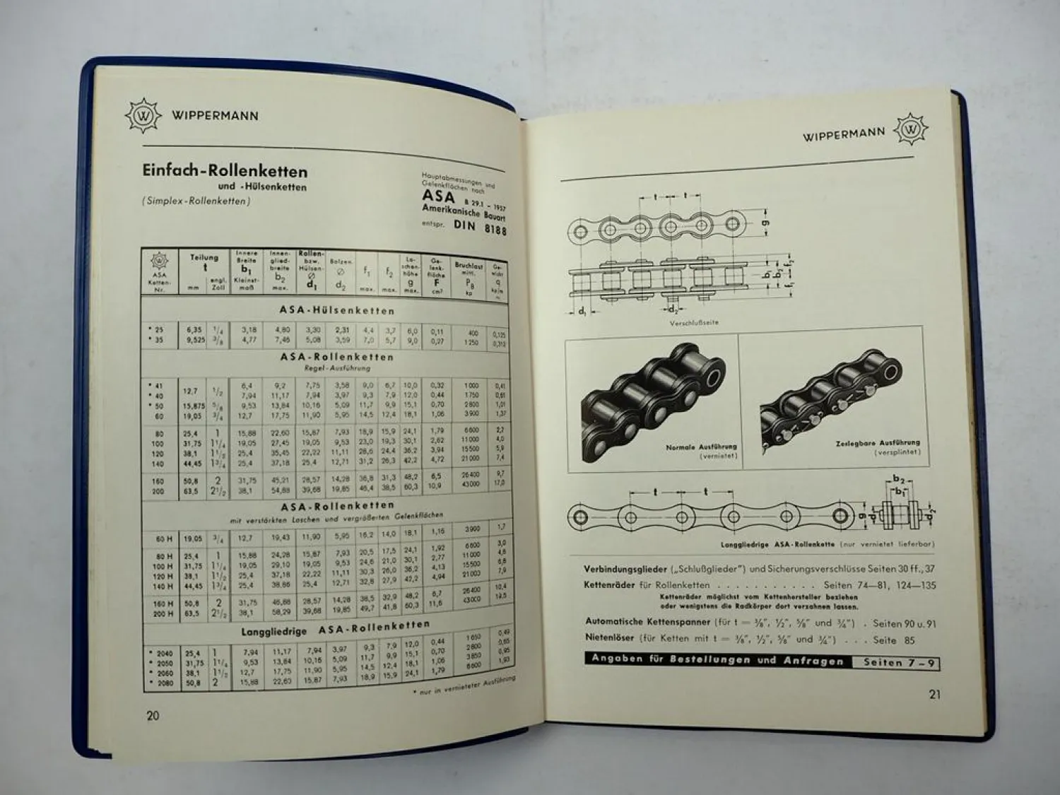 Wippermann Stahlgelenkketten Kettenräder Handbuch Katalog Berechnung 1961