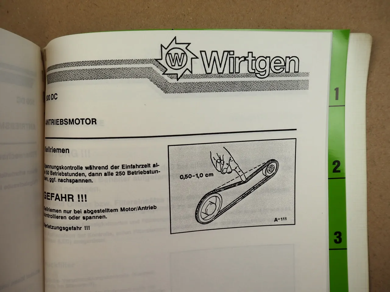 Wirtgen 500 DC Kaltfräse Bedienungsanleitung Wartungsanleitung 1992