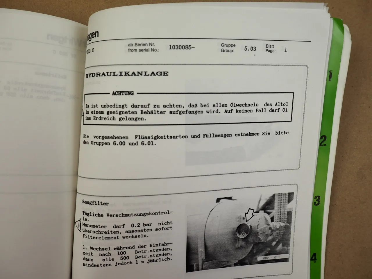 Wirtgen SF 300 C Kaltfräse Bedienungsanleitung Wartungsanleitung 1993