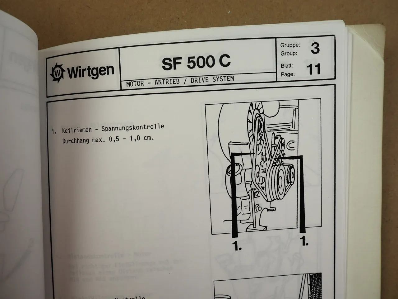 Wirtgen SF 500 C Kaltfräse Bedienungsanleitung Wartungsanleitung 1992