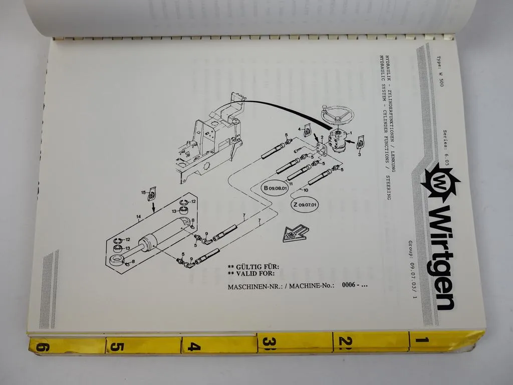 Wirtgen W500 Kaltfräse Bedienungsanleitung Ersatzteilkatalog Schaltplan 1993