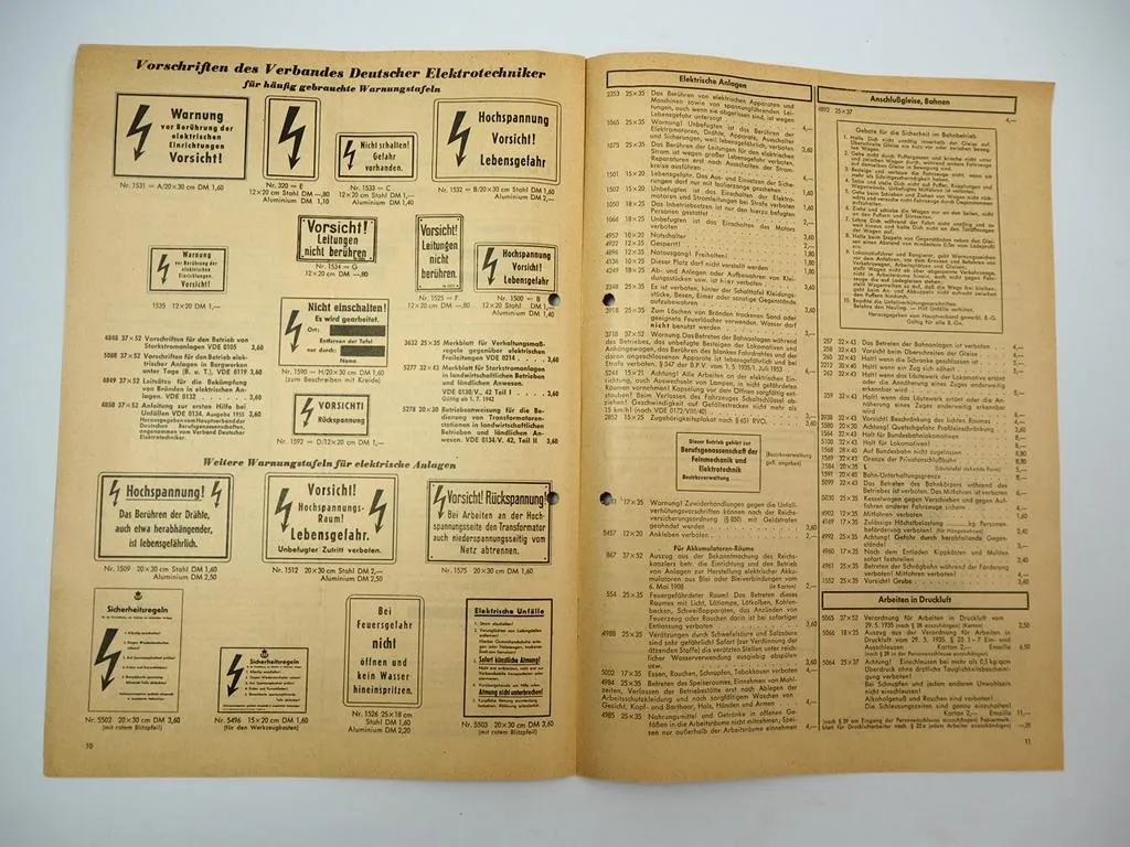 Wunderle Mainz Kastel Katalog Metallplakate zur Unfallverhütung 1959