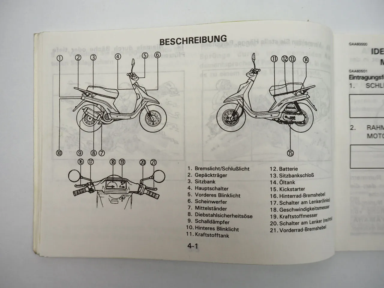 Yamaha BWS CW50 4BX Bedienungsanleitung Betriebsanleitung 1994