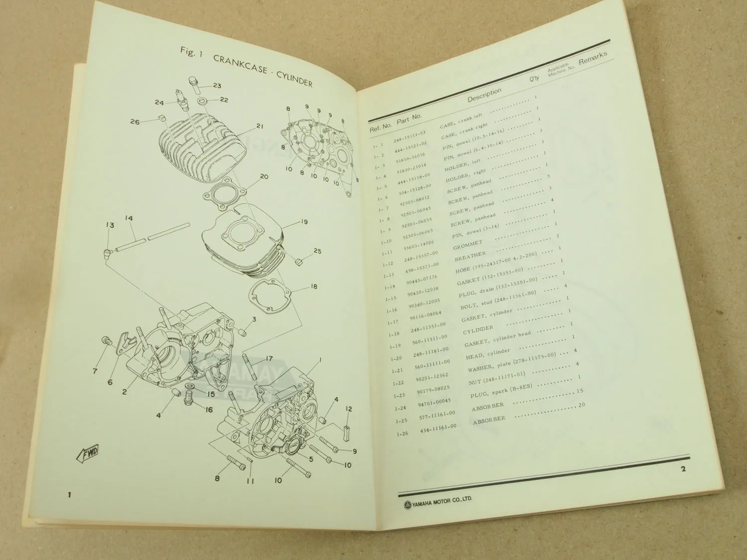 Yamaha DT125E 1G0 1978 Katalog Ersatzteil Teile Liste Parts List