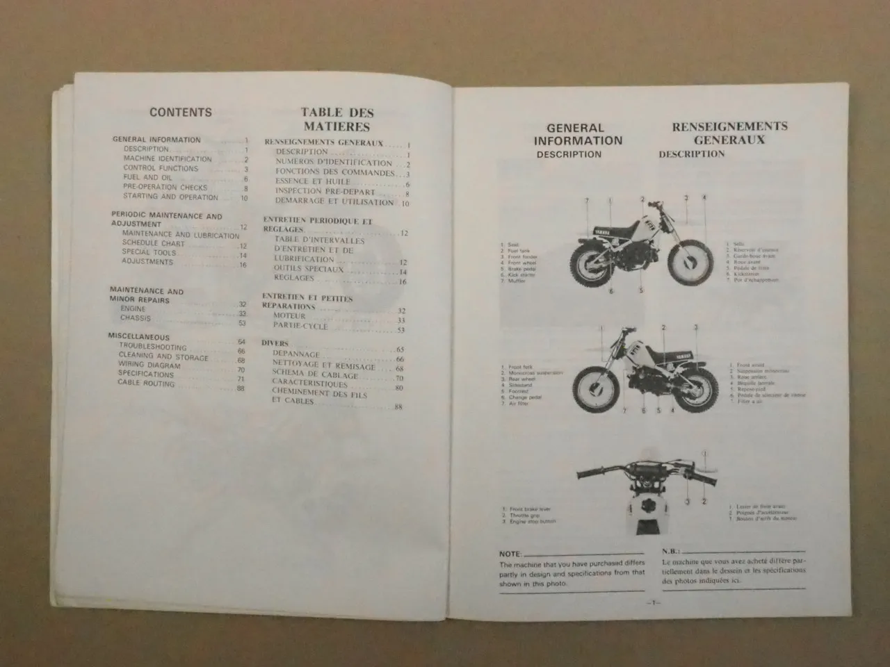 Yamaha PW80 (K) Owners Service Manual Manuel datelier du proprietaire 1982